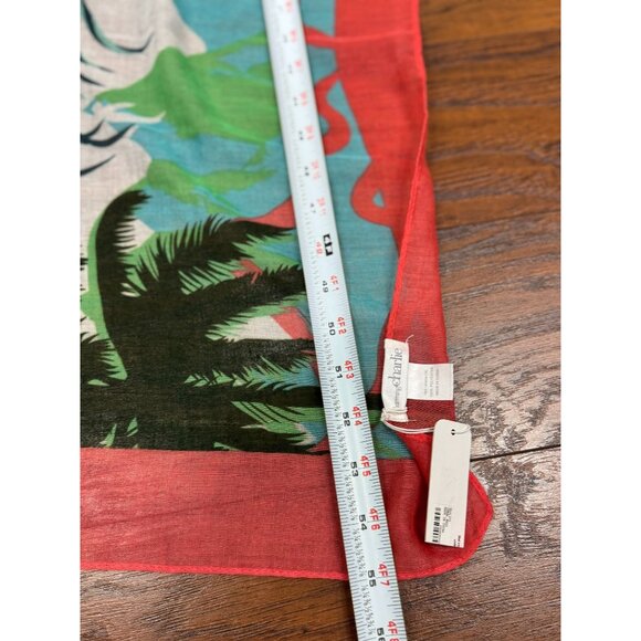 NEW Charming Charlie Floral Print Fringe Scarf Wrap Shawl Pink Green 51 x 55 - Picture 8 of 8